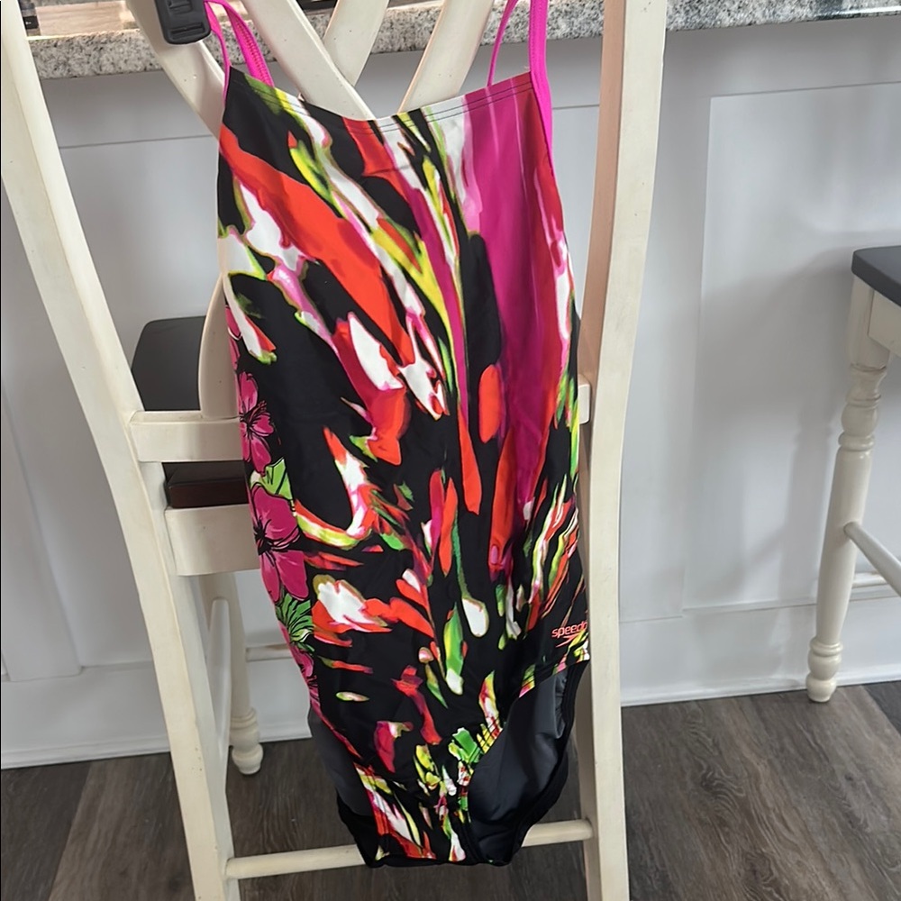 Speedo Black and Pink One Piece Swimwear Sleeveless